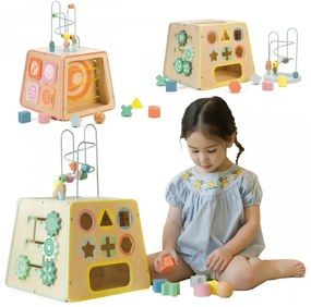 Classic world drewniana kostka edukacyjna sensoryczna 6w1