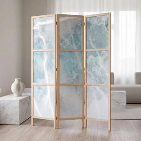 Parawan pokojowy 3-częściowy 135x172 drewniany japoński Jednostronny dekoracyjny minimalistyczny glamour Niebieski