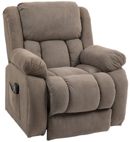 HOMCOM Fotel telewizyjny z masażem i funkcją ogrzewania, elektryczny fotel z funkcją podnoszenia, pilot, boczne kieszenie, Jasnobrązowy