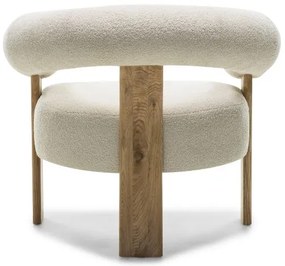 Kremowy designerski fotel KOKEI, dąb