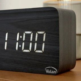 Zegar budzik drewniany led elektroniczny cyfrowy stojący - termometr + data