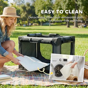 PawHut Składana torba transportowa dla psa z poduszką, zdejmowanym i nadającym się do prania pokrowcem, wykonana z tkaniny Oxford, dla psów do 22 kg, zielony wojskowy | Aosom PL