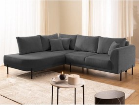 Ciemnoszary narożnik z tkaniny szenilowej (lewostronny/w kształcie litery L) Mauris – Ropez