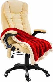 Skórzany kremowy biurowy fotel podgrzewany z masażem D3-C01