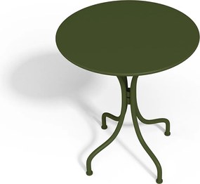 Metalowa jadalnia ogrodowa - stół śr.60cm i 2 sztaplowane krzesła - Khaki - MIRMANDE
