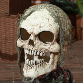 HOMCOM Dekoracja na Halloween Groundbreaker-Szkielet, giętkie ramiona, świecące oczy, upiorny wyc