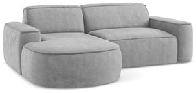 Jasnoszary narożnik z tkaniny szenilowej (lewostronny/z szezlongiem) Omao – Makamii