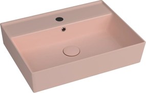 Umywalka ceramiczna nablatowa / wisząca różowa z półką i otworem na baterie 60 x 45 cm LERA pink
