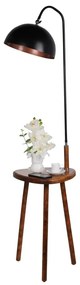 Czarna/brązowa lampa stojąca z półką z metalowym kloszem (wysokość 160 cm) Table – Opviq lights