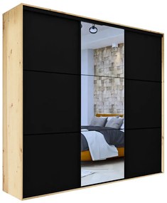 Szafa przesuwna dąb artisan + czarny + czarne szprosy - Estori 6X