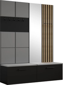 Masseno Garderoba MODULO 161,2/204/40 cm do Przedpokoju Nowoczesna Czarna