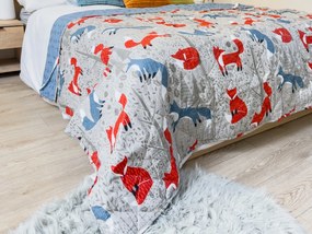 Narzuta na łóżko FOXIVA szara, 100% bawełna Rozmiar: 170 x 210 cm