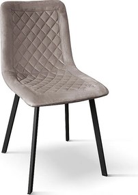 Zestaw 4 krzeseł z aksamitnej tkaniny w kolorze gołębiej szarości, nogi w kolorze antracytowym - NOHO