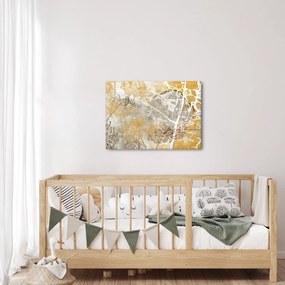 Obraz - Ściana w stylu vintage z kwiatami (70x50 cm)