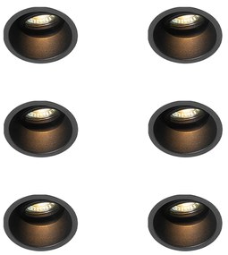 Zestaw 6 nowoczesnych reflektorów wpuszczanych czarnych, obrotowych i uchylnych - Alloy