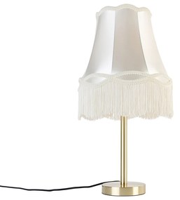Klasyczna lampa stołowa mosiężna z abażurem w kolorze kremowym 30 cm - Simplo klasyczny/Antyczny Oswietlenie wewnetrzne