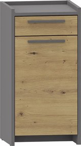 Nowoczesna komoda z szufladą oraz półką dąb artisan + antracyt W3-B67