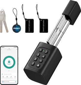 HOMCOM Inteligentny cylinder drzwiowy, 5 w 1 z odciskiem palca, kodem, aplikacją, kartą NFC i kluczem, współdzielony dostęp, cylinder Bluetooth | Aosom PL
