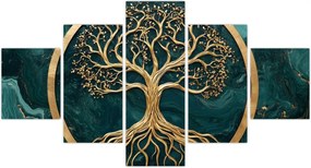 Obraz – Złote drzewo życia w marmurze (125x70 cm)
