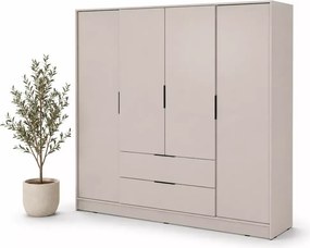 Szafa czterodrzwiowa uchylna Tetrix 206cm szuflady półki drążek