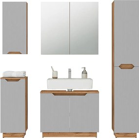 Zestaw mebli łazienkowych dąb/szary w paski 79.6x32x62.1 lotta