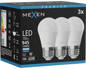 Mexen Nova 3x żarówka LED E27, G45, 9W, Zimna - 6500K, 945 lm - L101-E27-0965-01x03
