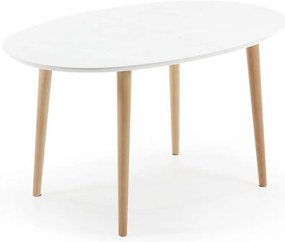 Biały rozkładany stół z białym blatem 90x140 cm Oqui – Kave Home