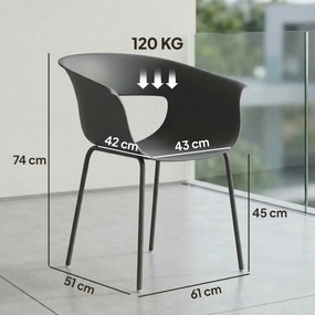 Outsunny Krzesła Ogrodowe 4 szt. ergonomiczne Krzesła Balkonowe z Wyciętym Designem Podłokietniki Odporne na Warunki Atmosferyczne Ciemnoszare | Aosom PL