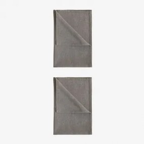 Zestaw 2 Ściereczek Kuchennych Z Bawełny Dasiel Gris Oscuro - Sklum