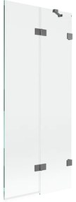 Mexen Lunar parawan nawannowy 2-skrzydłowy prawy 80 x 150 cm, transparent, gun metal - 897-080-100-95-00-P