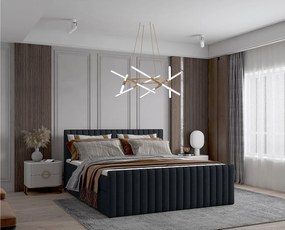 Łóżko kontynentalne boxspring DEMETER 120x200 cm  w tkaninie FLOW 21 czarnej