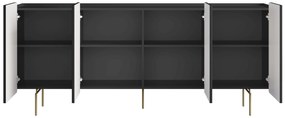 Komoda Malmi 200 cm - czarny mat / złote nóżki