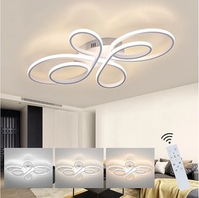 NETTLIFE Lampa sufitowa LED z możliwością przyciemniania 80 cm biała 78 W Salon Nowoczesny design Sypialnia z pilotem Idealna do jadalni Biuro Kuchnia