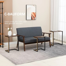 Stół HOMCOM, stolik boczny, zestaw 3, wzornictwo przemysłowe, rama stalowa, brązowy+czarny, 45 x 30 x 60cm