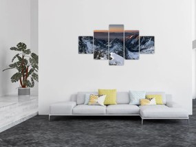 Obraz - Wschód słońca w górach (125x70 cm)