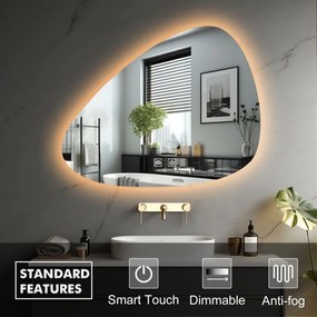 IREDA Lustro łazienkowe z oświetleniem LED, 100 x 70 cm