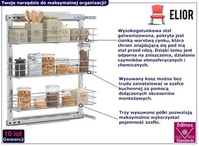 Srebrny 3-poziomowy kosz typu cargo - Flefis