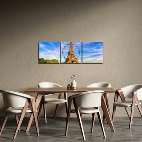 Obraz - Wieża Eiffla (z zegarem) (90x30 cm)