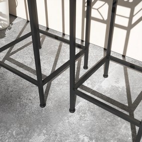 Outsunny Stojak na Rośliny, Zestaw 3 szt., okrągłe, składany, z efektem rattanu, metalowe nogi, do użytku wewnątrz i na zewnątrz, Czarno/Złoto