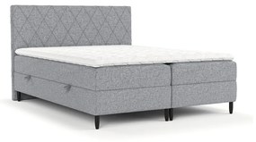 Szare łóżko boxspring ze schowkiem 140x200 cm Gwen – Maison de Rêve