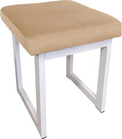 Taboret SOLID tkanina Welur stelaż metalowy STOŁEK LOFT : Kolor Stelaża - Biały, Kolor tkaniny - VELVET - MG06, Typ tkaniny - Velvet, Wysokość - 45 cm