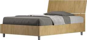 Łóżko wyposażone w stelaż z listwami z pojemnikiem 120x190 Nachylony zagłówek dąb naturalny Demas