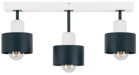 Antracytowo-biała lampa sufitowa, trzypunktowy spot DAN50x7WE z drewna
