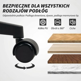 HOMCOM Krzesło biurowe z miękkim oparciem, kołami, podłokietnikami, regulowaną wysokością, wełna sztuczna, Szary