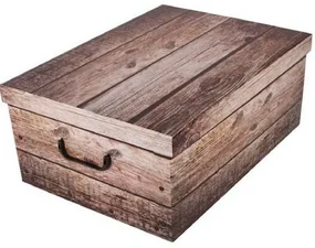 Pudełko do przechowywania z pokrywą Wood, szary, 51 x 37 x 24 cm