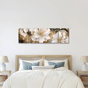 Obraz - Kwiaty w kolorze złotym (170x50 cm)