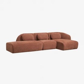 Sofa Modułowy Z Szezlongiem Po Prawej Stronie, 3-częściowy Z Lewym Szezlongiem, Tapicerowany Tkaniną Chenille Coquette Szenila Rdzawy Brąz - Sklum