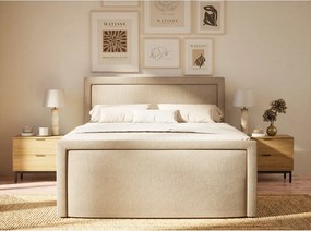 Beżowe łóżko kontynentalne ze schowkiem 200x200 cm Fresco – Maison de Rêve