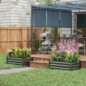 Outsunny Wysoka grządka do ogrodu, ziołowy, odporna na warunki atmosferyczne, otwarta podstawa, 100 x 60 x 30 cm, Dunkelgrau