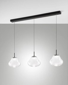 Lampa wisząca Deva 42 W LED CCT z możliwością ściemniania, metalowa rama i przezroczyste szkło borokrzemianowe, IP20 - kolekcja Deva